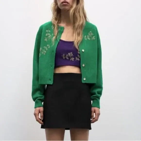 ZARA KNIT CARDIGAN WITH BEADS - Picture 4 of 11